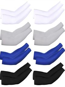 img 4 attached to 🧊 Stay Cool and Protected: 8 Pairs of Unisex Ice Silk UV Arm Cooling Sleeves