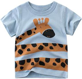 img 1 attached to JUNOAI Boys' Dinosaur Crewneck 🦕 T-Shirts - Top Quality Clothing for Toddlers