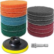 🧽 15-piece power scrub pads drill attachment cleaning kit by goh dodd - ideal for kitchen, bathroom, auto, grout, carpet, shower, tub, grill, and tile - includes baker and universal shaft logo