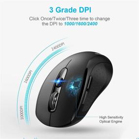 img 2 attached to 🖱️ Беспроводная мышь TECKNET Bluetooth: 3 режима, USB Nano-приемник, 2400 DPI, черный