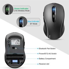 img 1 attached to 🖱️ Беспроводная мышь TECKNET Bluetooth: 3 режима, USB Nano-приемник, 2400 DPI, черный