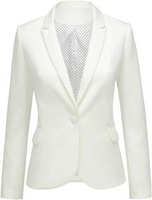 img 4 attached to 👗 Stylish Women's Button Blazer Jacket Suit with Notched Lapel & Pockets by LookbookStore: Perfect for Work & Office