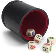 🎲 brybelly set of 5 poker dice with high-quality bicast leather dice cup, ideal for convenient travel логотип