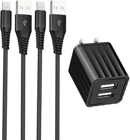 img 4 attached to [Apple MFi Certified] 2 Pack 6FT iPhone Charger, Veetone Lightning to USB Fast Charge Data Sync Nylon Braided Cord & Dual Port USB Wall Charger Plug Compatible with iPhone 12/11/XS/XR/X 8/iPad/AirPods