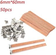 🕯️ 50pcs wood candle wicks – natural, eco-friendly wick with sustainer tab stands – 6mm, 8mm, 12.5mm, 13mm sizes – wooden candle wick core for diy craft candle making supplies using soy or paraffin wax logo