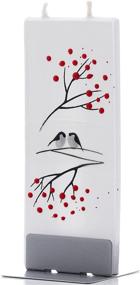 img 2 attached to Flatyz Winter Birds White Candle - Hand-painted, Flat 🕯️ Decorative Candle Gift for Women or Men - 6 inches