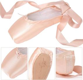 img 1 attached to 👠 Soudittur Ballet Pointe Shoes for Girls and Women - Pink Satin Dance Shoes with Pre-Sewn Ribbons and Toe Pads (Choose One Size Larger for Enhanced Fit)