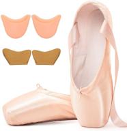 👠 soudittur ballet pointe shoes for girls and women - pink satin dance shoes with pre-sewn ribbons and toe pads (choose one size larger for enhanced fit) logo