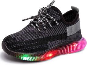 img 4 attached to 👶 Szsppinnshp Baby Boys Girls LED Light Up Sneakers: Soft Mesh Knit Shoes for Toddlers - Ideal for Walking and Running (Toddler/Little Kid)