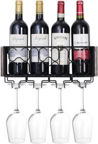 img 3 attached to 🍷 Halcent Wall Mounted Wine Rack - Wine Bottle Holder with Glass Holder, Bar Wine Storage Organizer and Decor