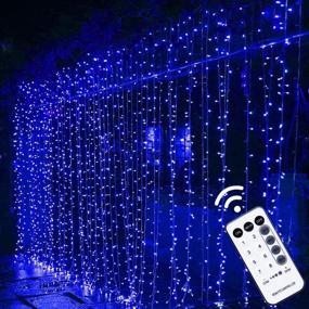 img 4 attached to MAGGIFT 304 LED Curtain String Lights: Remote Control Blue Fairy Lights for Christmas, Wedding, and Party Decoration