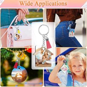 img 3 attached to 🔑 Bulk Sublimation Keychain Blanks: 120Pcs Kit with 6 Styles, Tassels, Rings, Tags for DIY Dog ID Tags, Crafting - Heat Transfer Keychain Blanks
