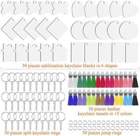 img 2 attached to 🔑 Bulk Sublimation Keychain Blanks: 120Pcs Kit with 6 Styles, Tassels, Rings, Tags for DIY Dog ID Tags, Crafting - Heat Transfer Keychain Blanks