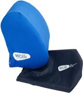 🚗 optimized window seat headrest pillow for car, train, and airplane travel - wolli (blue) logo