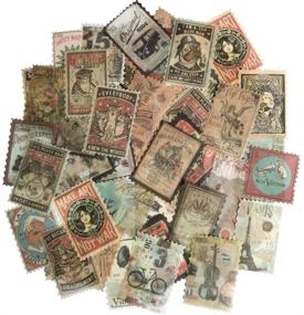 img 4 attached to 🎶 60 Pieces Vintage Washi Paper Sticker Set: Stamp Style Retro Phonograph, Bike, Guitar, Tower | DIY Scrapbooking, Journaling, Planner, Photo Frame, Diary Art Project Craft Labels