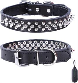 img 4 attached to 🐶 Stylish and Durable Rivet Spiked Studded Leather Dog Collar for Small or Medium Pets by Rachel Pet Products