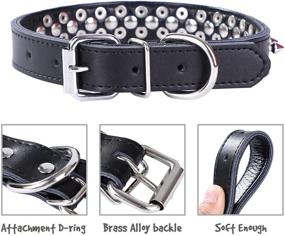 img 1 attached to 🐶 Stylish and Durable Rivet Spiked Studded Leather Dog Collar for Small or Medium Pets by Rachel Pet Products