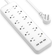 💡 white power strip surge protector with 12 outlets, 3 usb charging ports, flat plug, 1875w/15a 1700j, 6ft extension cord, overload protection, wall mountable - ideal for home office, computer, tv logo