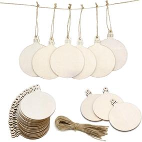img 4 attached to 🎄 Colovis Unfinished Christmas Wooden Ornaments, 3.15" Round Discs with Holes and Twines - Hanging Decorations and DIY Crafts