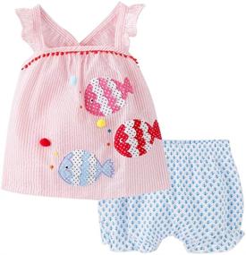 img 4 attached to Infant Girls Short Cartoon Pajamas Apparel & Accessories Baby Girls