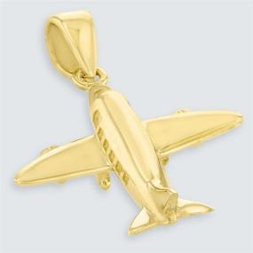 img 2 attached to ✈️ Luxurious 14K Yellow Gold 3D Airplane Charm: Jet Aircraft Pendant