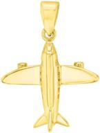 ✈️ luxurious 14k yellow gold 3d airplane charm: jet aircraft pendant logo