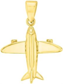 img 3 attached to ✈️ Luxurious 14K Yellow Gold 3D Airplane Charm: Jet Aircraft Pendant