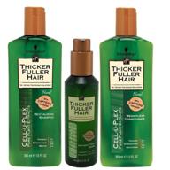 revitalizing shampoo, weightless conditioner and instantly thick serum by thicker fuller hair solutions logo