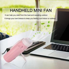 img 1 attached to Ysmlife Handheld Mini Fan, Eyelash Extension Fan | Battery Powered Portable Fan | Rechargeable Personal Fan | Small Neck Fan with Lanyard USB Charging Cable for Travel Desk Lash Face Neck - Pink