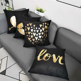 img 2 attached to YNester 4Pcs Gold Foil Throw Pillow Cover Set - Super Soft Eyelashes Lips Love Printed Cushion Covers 18 x 18 inches - Decorative Pillow Cases for Sofa, Chair, Car, Bed (Black)