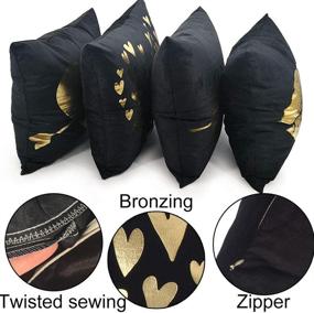 img 1 attached to YNester 4Pcs Gold Foil Throw Pillow Cover Set - Super Soft Eyelashes Lips Love Printed Cushion Covers 18 x 18 inches - Decorative Pillow Cases for Sofa, Chair, Car, Bed (Black)