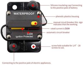 img 3 attached to ANJOSHI 250A Waterproof Circuit Breaker | 30A-300A Fuse Holder with Manual Reset | Automotive Marine Stereo Audio Inline Fuse for Ultimate System Protection