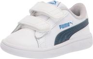 👟 puma girls' smash v2 velcro sneaker in elderberry-indigo-silver-white for 2 m us little kid: stylish and convenient footwear logo