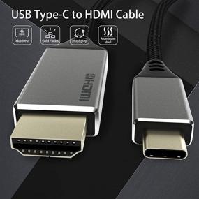 img 1 attached to 🔌 6FT/1.8M USB C кабель HDMI (4K@60Hz) - Тип C кабель HDMI для домашнего офиса, плетеный нейлоновый адаптер кабеля.