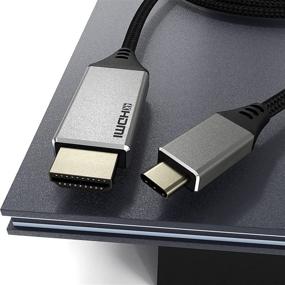 img 2 attached to 🔌 6FT/1.8M USB C кабель HDMI (4K@60Hz) - Тип C кабель HDMI для домашнего офиса, плетеный нейлоновый адаптер кабеля.