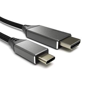 img 3 attached to 🔌 6FT/1.8M USB C кабель HDMI (4K@60Hz) - Тип C кабель HDMI для домашнего офиса, плетеный нейлоновый адаптер кабеля.