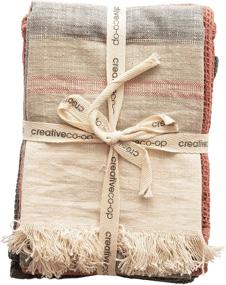 img 1 attached to 🌈 Cotton Tea Towel Set of 3, Multi Color - Creative Co-Op, 3-Inch