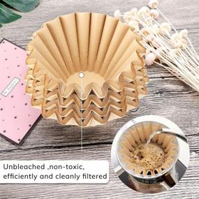 img 2 attached to 🌍 Efficient and Eco-Friendly: EUSOAR 1-4 Cup Disposable Coffee Filters, 100pcs Natural Brown Unbleached Paper Basket Filters for Electric Coffee Makers