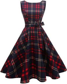 img 4 attached to 👗 Винтажное коктейльное платье Hanpceirs 1950-х годов для женщин - с лодочным вырезом, без рукавов, стиль свинг