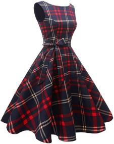 img 1 attached to 👗 Винтажное коктейльное платье Hanpceirs 1950-х годов для женщин - с лодочным вырезом, без рукавов, стиль свинг