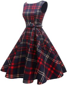 img 2 attached to 👗 Hanpceirs Vintage 1950s Cocktail Dress for Women – Boatneck Sleeveless Swing Style