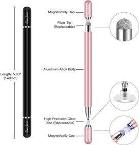 img 3 attached to 🖊️ Стилус StylusHome с магнитным диском Универсальные стилусы для iPad - черный/розовое золото (2 шт)