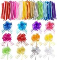 🎁 vibrant mixed color large organza pull bows: perfect for wedding present wrapping & decorative baskets (24 pieces, 6 inch diameter) logo