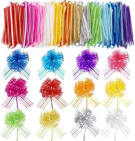 img 4 attached to 🎁 Vibrant Mixed Color Large Organza Pull Bows: Perfect for Wedding Present Wrapping & Decorative Baskets (24 Pieces, 6 Inch Diameter)