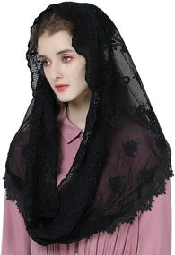 img 4 attached to Catholic Mantilla Infinity Covering Blue Women's Accessories for Special Occasion Accessories