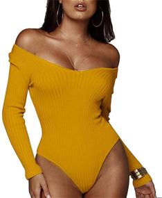 img 3 attached to GEMBERA Womens Bodysuit Bodycon Bodysut Women's Clothing in Bodysuits