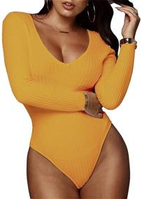 img 4 attached to GEMBERA Womens Bodysuit Bodycon Bodysut Women's Clothing in Bodysuits