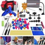 🔧 super pdr 68pcs auto body paintless dent removal repair tools kits: the ultimate dent lifter slide hammer pro tabs tap down led reflector board with tool bag logo