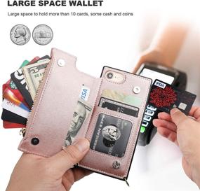 img 1 attached to 👜 Bocasal Crossbody Wallet Case for iPhone 7 Plus/8 Plus - Rose Gold, with Card Holder, Zipper Card Slot Protector, Shockproof Purse Cover, Removable Cross Body Strap - 5.5 Inch