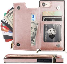 img 2 attached to 👜 Bocasal Crossbody Wallet Case for iPhone 7 Plus/8 Plus - Rose Gold, with Card Holder, Zipper Card Slot Protector, Shockproof Purse Cover, Removable Cross Body Strap - 5.5 Inch